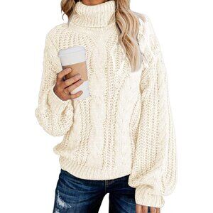 Women's Oversized Chunky Turtleneck Sweater Winter Warm Pullover Casual